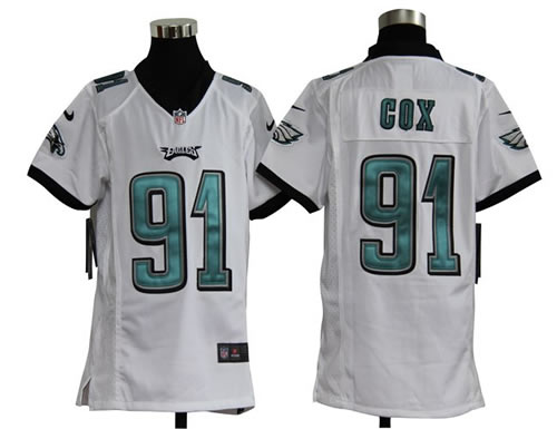 Youth NEW NFL Philadelphia Eagles 91 Fletcher Cox White Jerseys