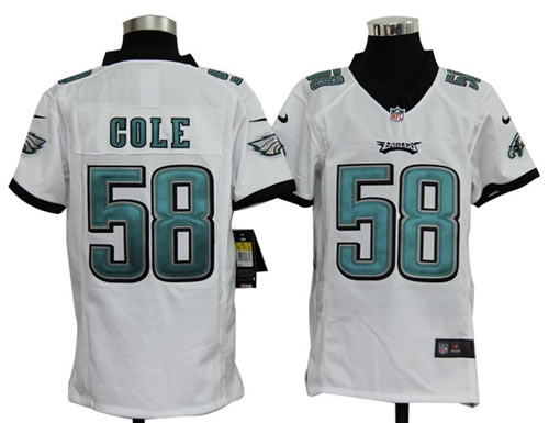 Youth NEW NFL Philadelphia Eagles 58 Trent Cole White Jerseys