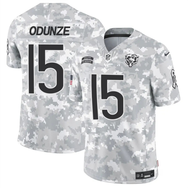 Men's Chicago Bears #15 Rome Odunze 2024 F.U.S.E Arctic Camo Salute To Service Limited Stitched Football Jersey