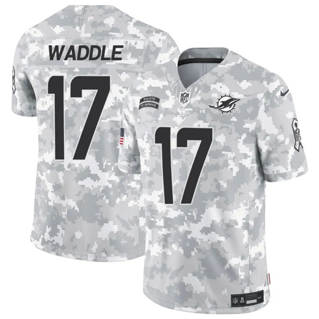 Men's Miami Dolphins #17 Jaylen Waddle 2024 F.U.S.E Arctic Camo Salute To Service Limited Stitched Football Jersey