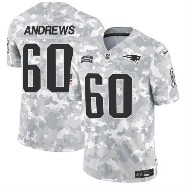 Men's New England Patriots #60 David Andrews 2024 F.U.S.E Arctic Camo Salute To Service Limited Stitched Jersey