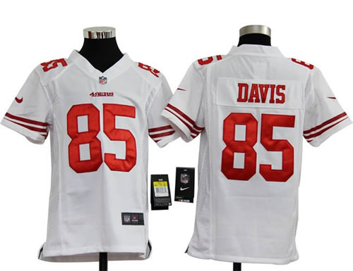 Youth NEW NFL San Francisco 49ers 85 Vernon Davis White Jerseys