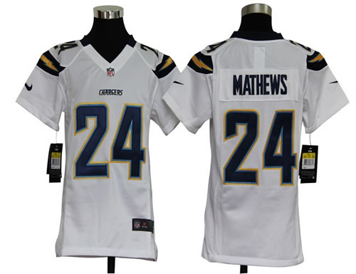 Youth NEW NFL San Diego Chargers 24 Ryan Mathews White Jerseys