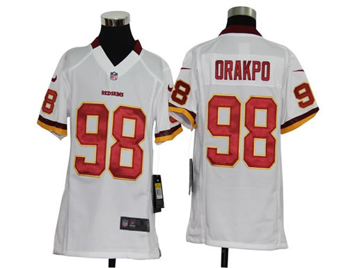 Youth NEW NFL Washington Redskins 98 Brian Orakpo White Jerseys