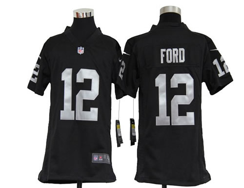 Youth NEW NFL Oakland Raiders 12 Jacoby Ford Black Jerseys