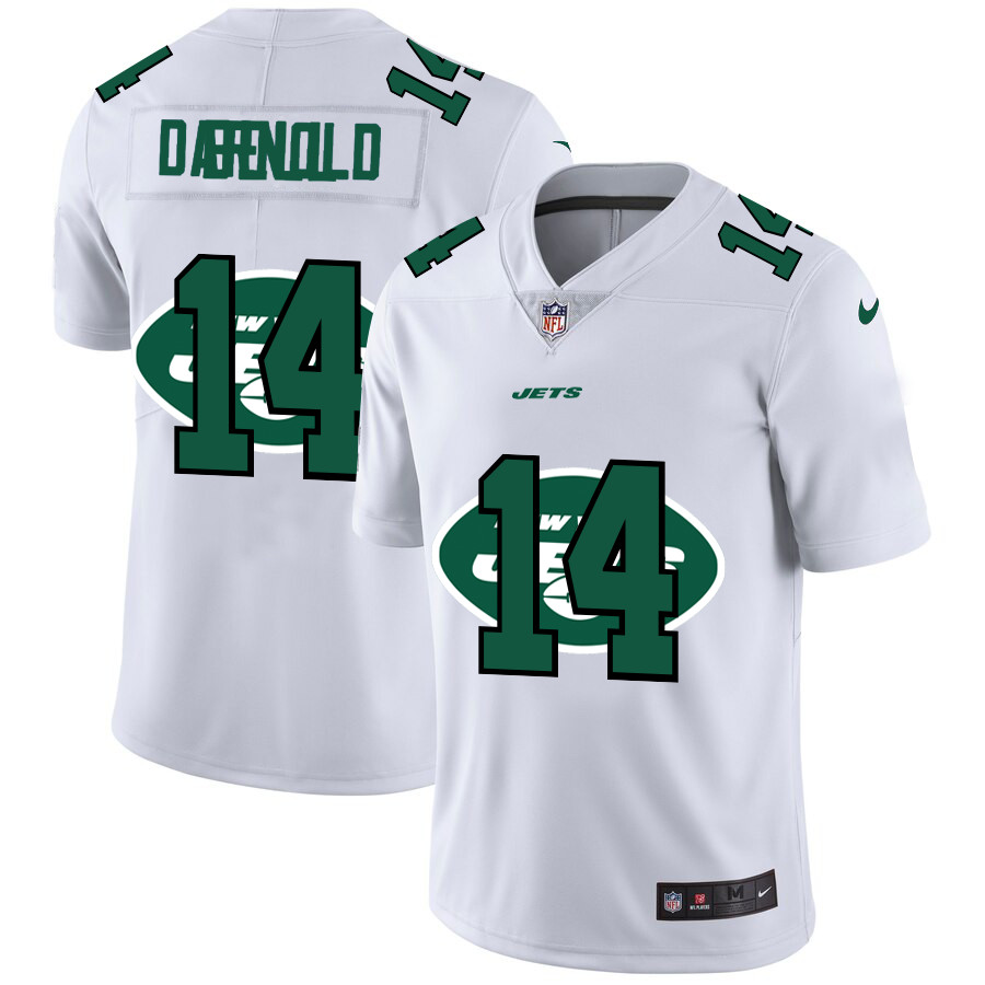 New York Jets #14 Sam Darnold White Men's Nike Team Logo Dual Overlap Limited NFL Jersey New York Jets #14 Sam Darnold White Men's Nike Team Logo Dual Overlap Limited NFL Jersey
