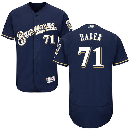 Brewers #71 Josh Hader Navy Blue Flexbase Authentic Collection Stitched Baseball Jersey Brewers #71 Josh Hader Navy Blue Flexbase Authentic Collection Stitched Baseball Jersey