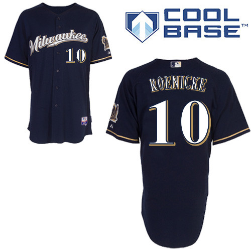 Milwaukee #10Ron Roenicke Brewers Authentic Personalized Alternate Road Blue Jersey
