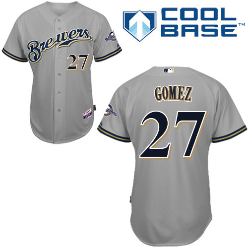 Milwaukee Brewers #27 Carlos Gomez Authentic Personalized Road Gray Jersey