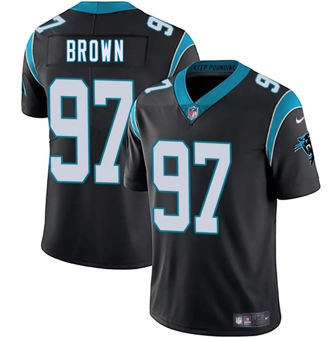 Men's Carolina Panthers #97 Bobby Brown Black 2025 Vapor Limited Stitched Football Jersey Men's Carolina Panthers #97 Bobby Brown Black 2025 Vapor Limited Stitched Football Jersey