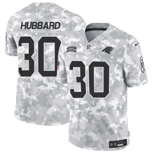 Men's Carolina Panthers #30 Chuba Hubbard 2024 F.U.S.E Arctic Camo Salute To Service Limited Stitched Football Jersey Men's Carolina Panthers #30 Chuba Hubbard 2024 F.U.S.E Arctic Camo Salute To Service Limited Stitched Football Jersey