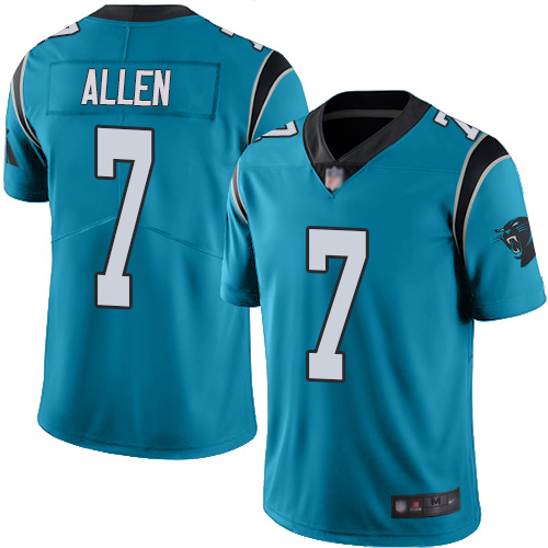 Panthers #7 Kyle Allen Blue Men's Stitched Football Limited Rush Jersey Panthers #7 Kyle Allen Blue Men's Stitched Football Limited Rush Jersey