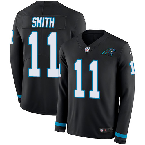 Nike Panthers #11 Torrey Smith Black Team Color Men's Stitched NFL Limited Therma Long Sleeve Jersey Nike Panthers #11 Torrey Smith Black Team Color Men's Stitched NFL Limited Therma Long Sleeve Jersey