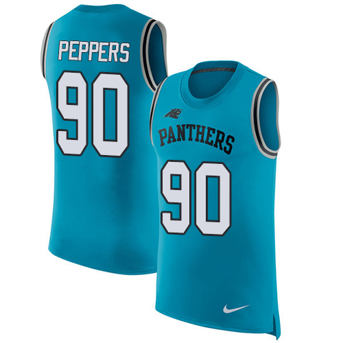 Nike Panthers #90 Julius Peppers Blue Alternate Men's Stitched NFL Limited Rush Tank Top Jersey Nike Panthers #90 Julius Peppers Blue Alternate Men's Stitched NFL Limited Rush Tank Top Jersey
