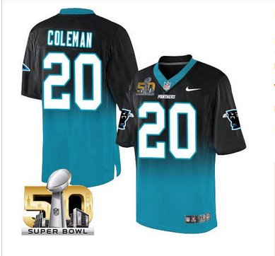 Nike Carolina Panthers #20 Kurt Coleman BlackBlue Super Bowl 50 Men's Stitched NFL Elite Fadeaway Fashion Jersey