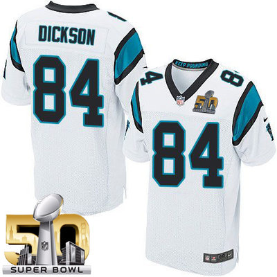Nike Panthers #84 Ed Dickson White Super Bowl 50 Men's Stitched NFL Elite Jersey Nike Panthers #84 Ed Dickson White Super Bowl 50 Men's Stitched NFL Elite Jersey