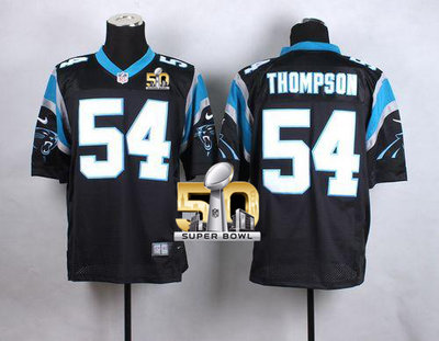Nike Panthers #54 Shaq Thompson Black Team Color Super Bowl 50 Men's Stitched NFL Elite Jersey Nike Panthers #54 Shaq Thompson Black Team Color Super Bowl 50 Men's Stitched NFL Elite Jersey
