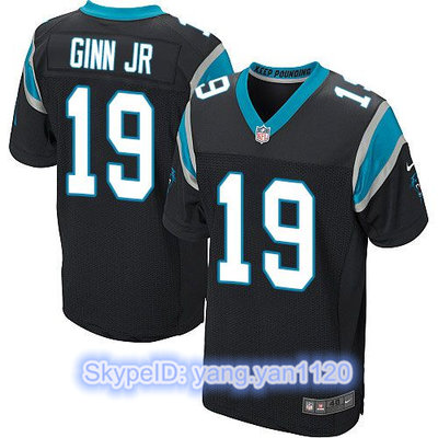 Nike Panthers #19 Ted Ginn Jr Black Team Color Men's Stitched NFL Elite Jersey