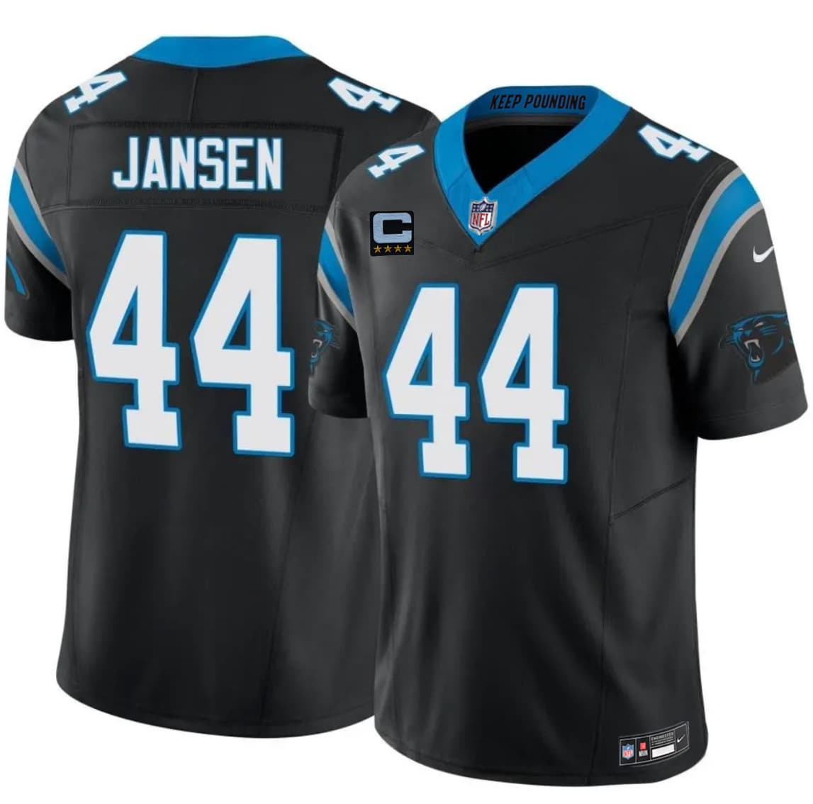 Men's Carolina Panthers #44 J. J. Jansen Black 2026 F.U.S.E. 4-Star C Patch Vapor Limited Stitched Football Jersey