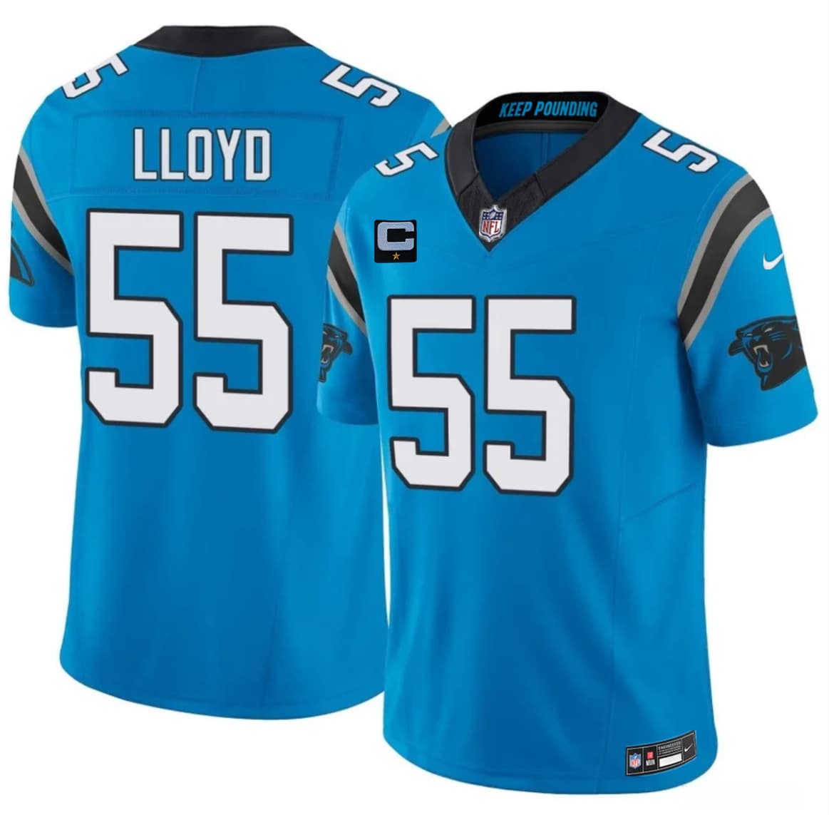 Men's Carolina Panthers #55 Devin Lloyd Blue 2026 F.U.S.E. 1-Star C Patch Vapor Limited Stitched Football Jersey