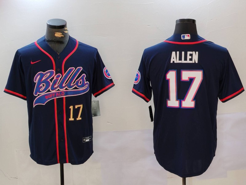 Men's Buffalo Bills #17 Josh Allen Navy Team Cool Base Stitched Baseball Jersey 1 Men's Buffalo Bills #17 Josh Allen Navy Team Cool Base Stitched Baseball Jersey 1