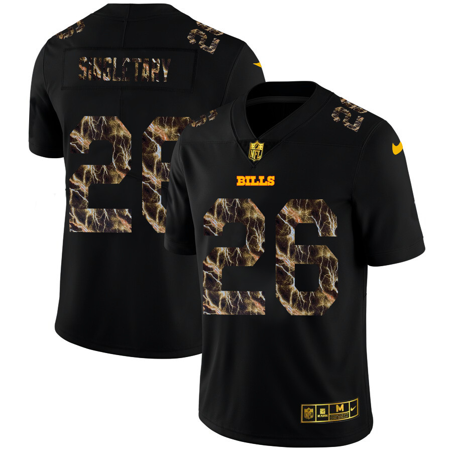Buffalo Bills #26 Devin Singletary Men's Black Nike Flocked Lightning Vapor Limited NFL Jersey Buffalo Bills #26 Devin Singletary Men's Black Nike Flocked Lightning Vapor Limited NFL Jersey