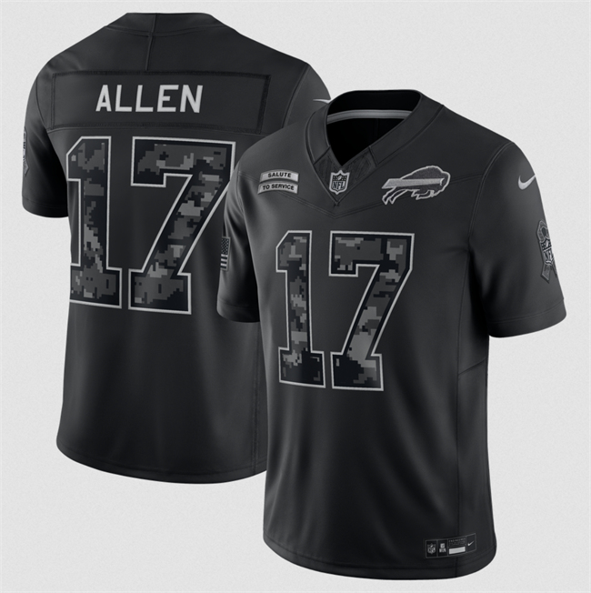Men's Buffalo Bills #17 Josh Allen Black F.U.S.E. 2026 Salute to Service Limited Stitched Football Jersey