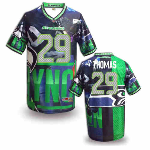 New Seattle Seahawks #29 Earl Thomas Team Color Elite Fanatical Version Jerseys