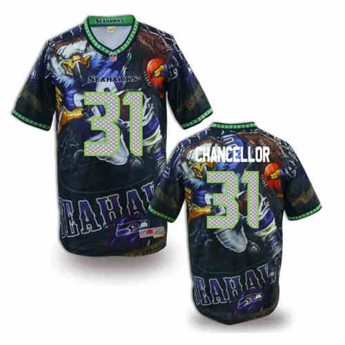 New Seattle Seahawks 31# Kam Chancellor Team Color NFL Elite Fanatical Version Jersey