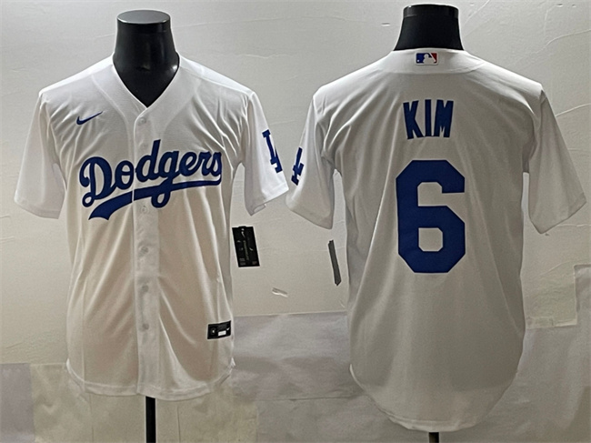 Men's Los Angeles Dodgers #6 Hyeseong Kim White Cool Base Stitched Baseball Jersey Men's Los Angeles Dodgers #6 Hyeseong Kim White Cool Base Stitched Baseball Jersey