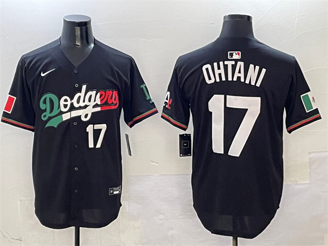 Men's Los Angeles Dodgers #17 Shohei Ohtani Black Mexico Flag Limited Stitched Baseball Jersey Men's Los Angeles Dodgers #17 Shohei Ohtani Black Mexico Flag Limited Stitched Baseball Jersey