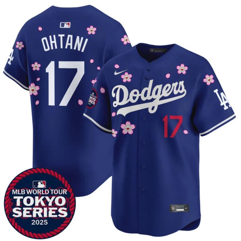 Men's Los Angeles Dodgers #17 Shohei Ohtani Royal 2025 Tokyo Series Limited Stitched Baseball Jersey Men's Los Angeles Dodgers #17 Shohei Ohtani Royal 2025 Tokyo Series Limited Stitched Baseball Jersey