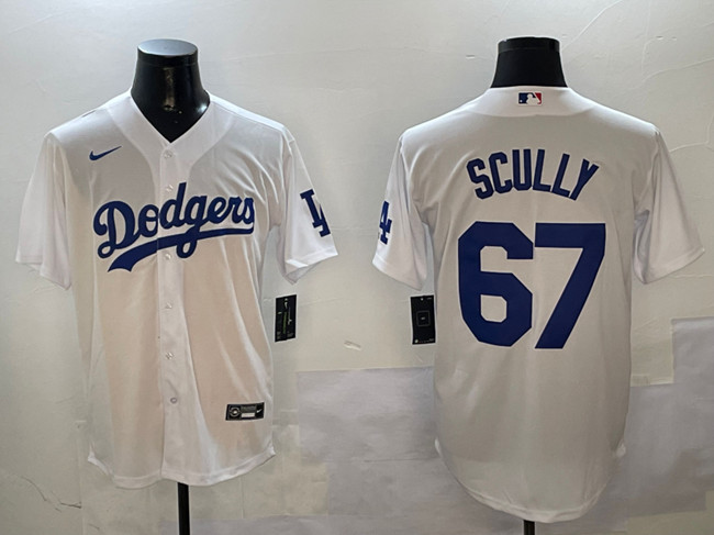 Men's Los Angeles Dodgers #67 Vin Scully White Cool Base Stitched Baseball Jersey Men's Los Angeles Dodgers #67 Vin Scully White Cool Base Stitched Baseball Jersey
