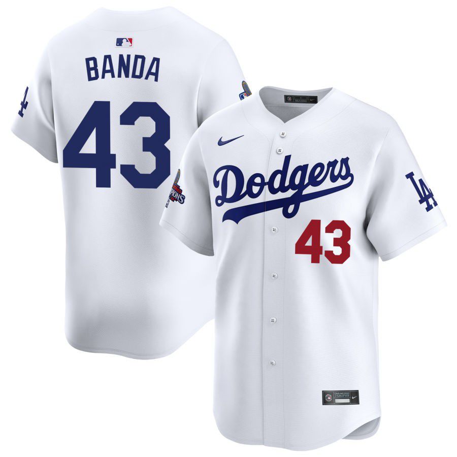 Men's Los Angeles Dodgers #43 Anthony banda White 2024 World Series Stitched Baseball Jersey Men's Los Angeles Dodgers #43 Anthony banda White 2024 World Series Stitched Baseball Jersey