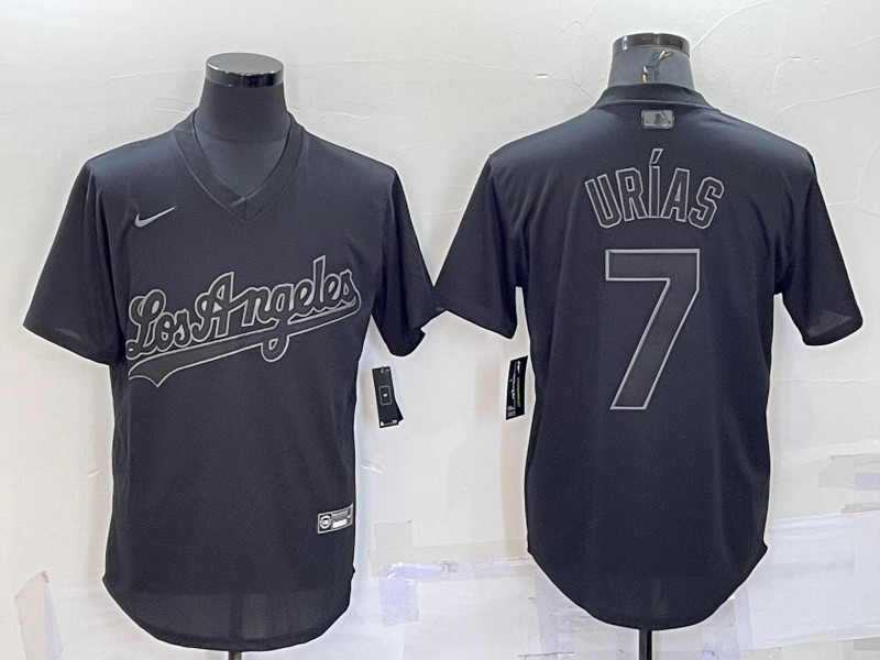 Men's Los Angeles Dodgers #7 Julio Urías Black Stitched Baseball Jersey Men's Los Angeles Dodgers #7 Julio Urías Black Stitched Baseball Jersey