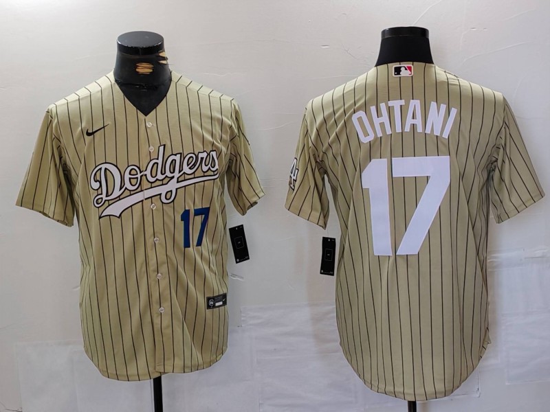 Men's Los Angeles Dodgers #17 Shohei Ohtani Cream Cool Base Stitched Jersey 7 Men's Los Angeles Dodgers #17 Shohei Ohtani Cream Cool Base Stitched Jersey 7