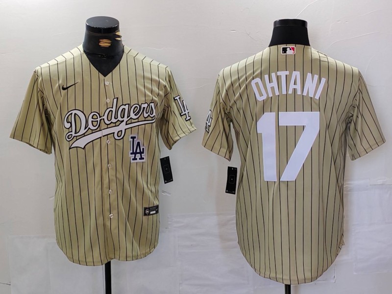 Men's Los Angeles Dodgers #17 Shohei Ohtani Cream Cool Base Stitched Jersey 1 Men's Los Angeles Dodgers #17 Shohei Ohtani Cream Cool Base Stitched Jersey 1