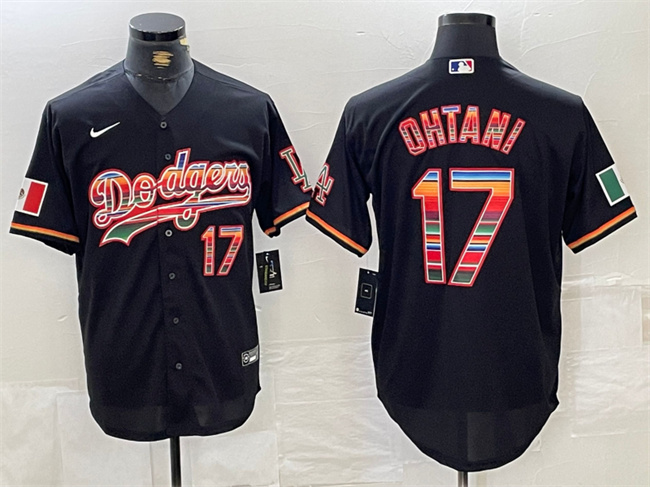 Men's Los Angeles Dodgers #17 Shohei Ohtani Black Mexico Cool Base Stitched Baseball Jersey Men's Los Angeles Dodgers #17 Shohei Ohtani Black Mexico Cool Base Stitched Baseball Jersey