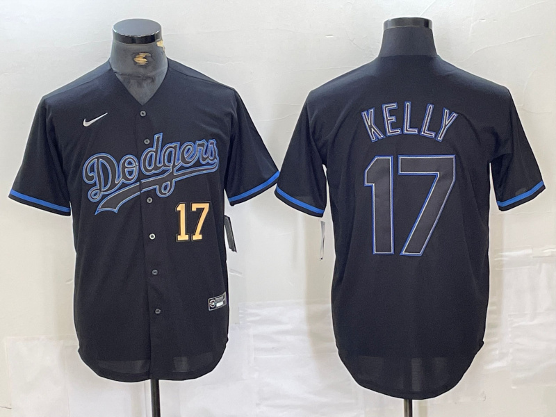 Men's Los Angeles Dodgers #17 Shohei Ohtani Black Cool Base Stitched Baseball Jersey 5