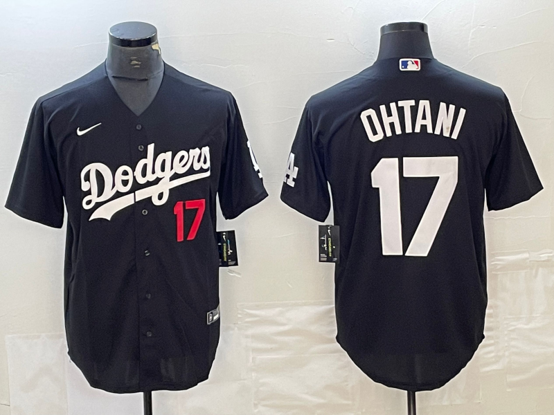 Men's Los Angeles Dodgers #17 Shohei Ohtani Black Cool Base Stitched Jersey Men's Los Angeles Dodgers #17 Shohei Ohtani Black Cool Base Stitched Jersey