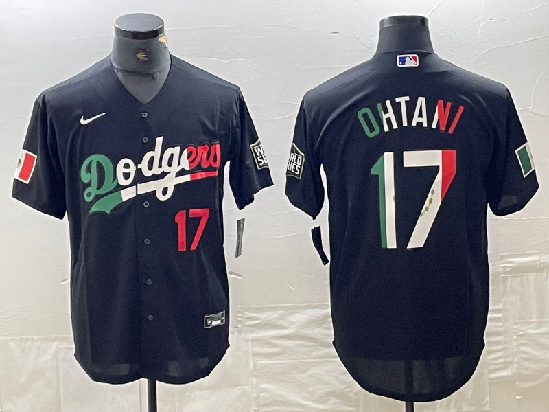 Men's Los Angeles Dodgers #17 Shohei Ohtani Number Mexico Black Cool Base Stitched Baseball Jerseys Men's Los Angeles Dodgers #17 Shohei Ohtani Number Mexico Black Cool Base Stitched Baseball Jerseys