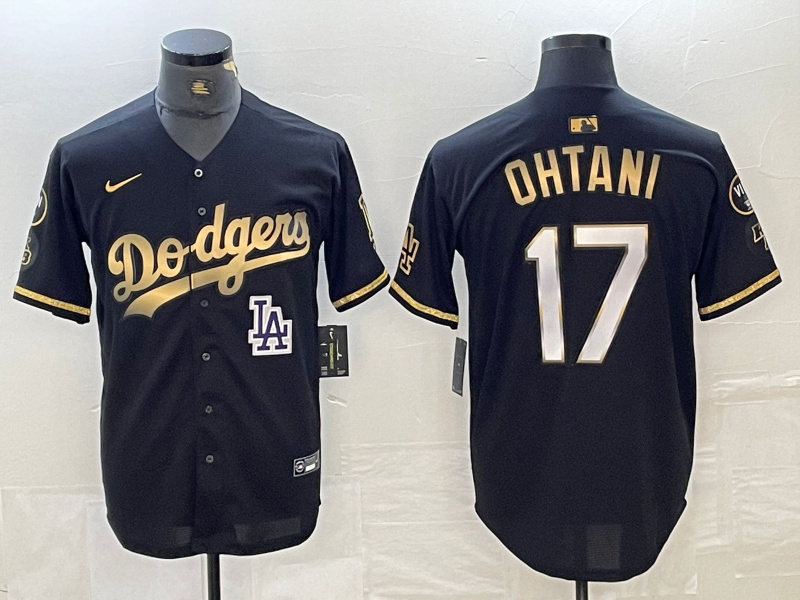Men's Los Angeles Dodgers #17 Shohei Ohtani Black Gold Stitched Cool Base Nike Jersey Men's Los Angeles Dodgers #17 Shohei Ohtani Black Gold Stitched Cool Base Nike Jersey