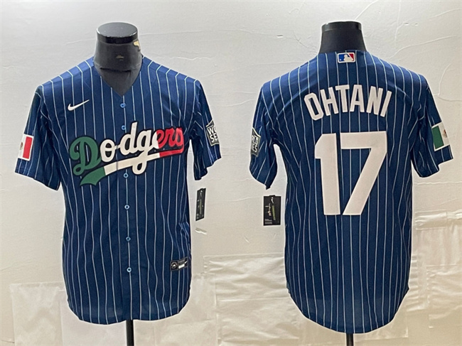 Men's Los Angeles Dodgers #17 Shohei Ohtani Navy Cool Base With Patch Stitched Baseball JerseyS Men's Los Angeles Dodgers #17 Shohei Ohtani Navy Cool Base With Patch Stitched Baseball JerseyS