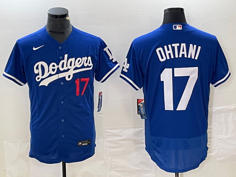 Men's Los Angeles Dodgers #17 Shohei Ohtani Blue Flex Base Stitched Baseball Jersey Men's Los Angeles Dodgers #17 Shohei Ohtani Blue Flex Base Stitched Baseball Jersey