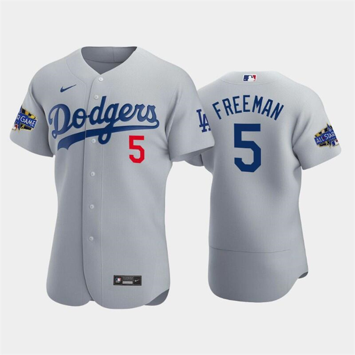 Men's Los Angeles Dodgers #5 Freddie Freeman Grey 2022-23 All-Star Game Flex Base Stitched Baseball Jersey Men's Los Angeles Dodgers #5 Freddie Freeman Grey 2022-23 All-Star Game Flex Base Stitched Baseball Jersey