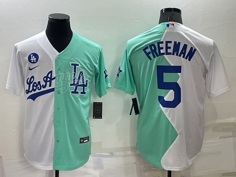 Men's Los Angeles Dodgers #5 Freddie Freeman 2022 All-Star White Green Cool Base Baseball Jersey Men's Los Angeles Dodgers #5 Freddie Freeman 2022 All-Star White Green Cool Base Baseball Jersey