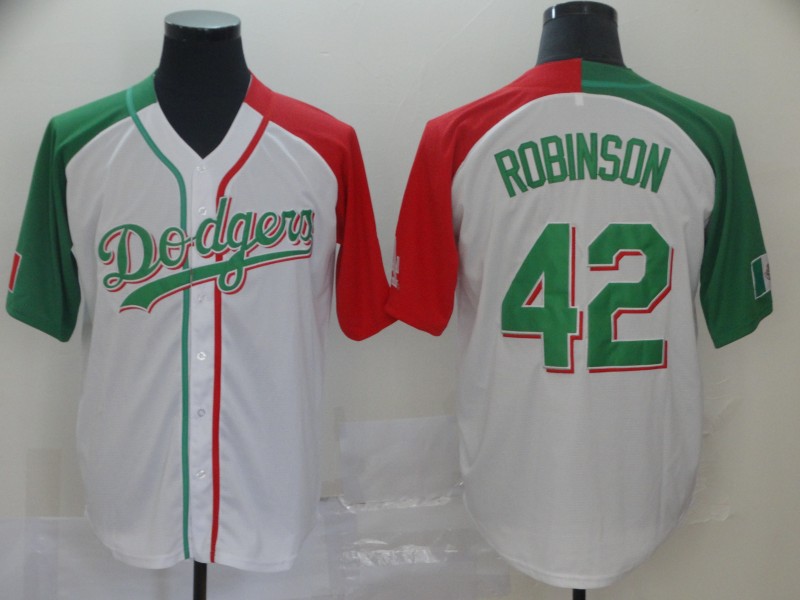 Dodgers 42 Jackie Robinson White Mexican Heritage Culture Night Jersey Mexico Dodgers 42 Jackie Robinson White Mexican Heritage Culture Night Jersey Mexico