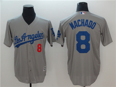Dodgers #8 Manny Machado Gray Cool Base Jersey