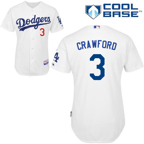 Los Angeles Dodgers#3 Crawford Majestic Authentic White Jersey Los Angeles Dodgers#3 Crawford Majestic Authentic White Jersey