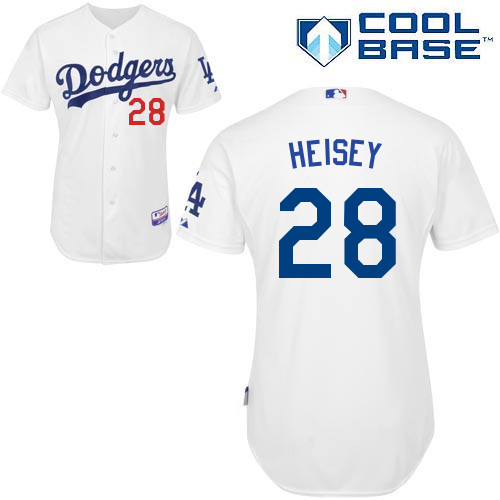 Los Angeles Dodgers#28 Heisey Majestic Authentic White Jersey